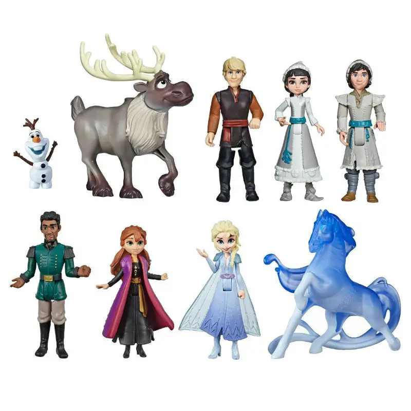 Disney Frozen 2 Queen elsa  Princess Anna Snow Action  Toy Figures set Water Horse Reindeer Doll Decoration Hand Toy kids gift