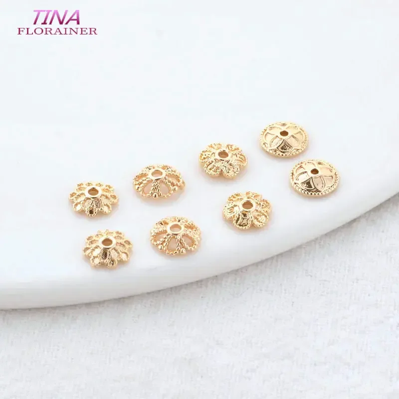 20PCS 6MM 14K Gold Überzogene Messing Blume Quaste Kappen Schmuck Machen Diy Liefert Erkenntnisse Zubehör