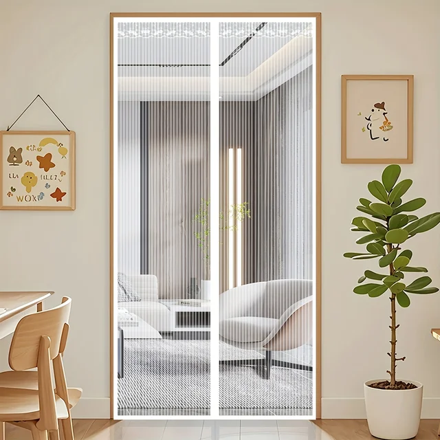 Écran de porte magnétique sans couture – Moustiquaire à joint solide, installation facile et maille en polyester lavable pour chambre à coucher/cuisine/salon 5
