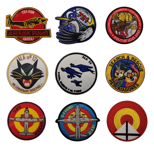 Buy "Spain Air Force Embroidery Motorcycle Patches | ALA 37 Stripes 721 Badges for Jackets & Gear" Online