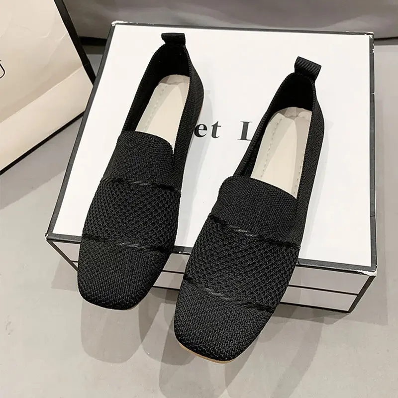 2023 New Summer Mesh Square Toe Breathable Women Shoes Fashion Hollow Out Casual Flat Shoes for Women Zapatos De Mujer 2