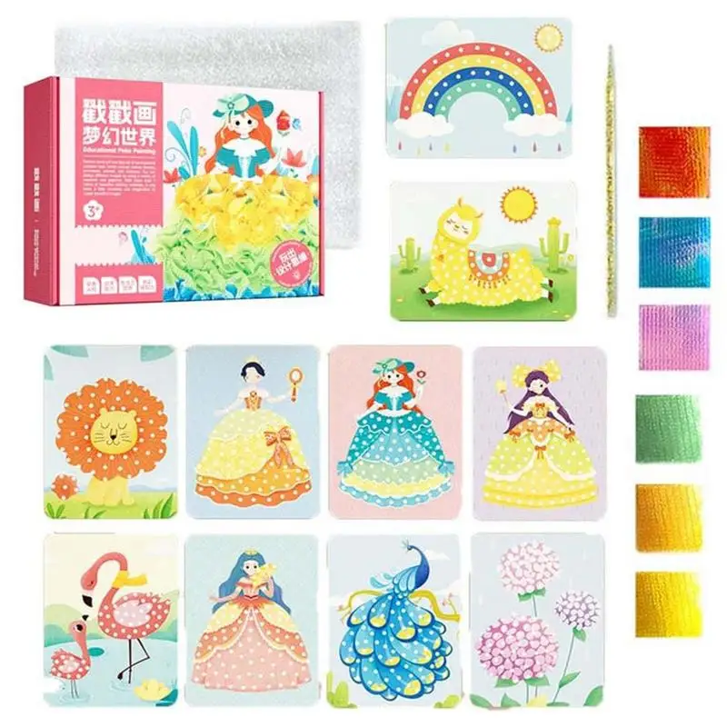 

DIY Painting Sticker Craft Toys Kid Art Girls Poking Princess Handmade Educational Magical Poke Art DIY Children Montessori Toys