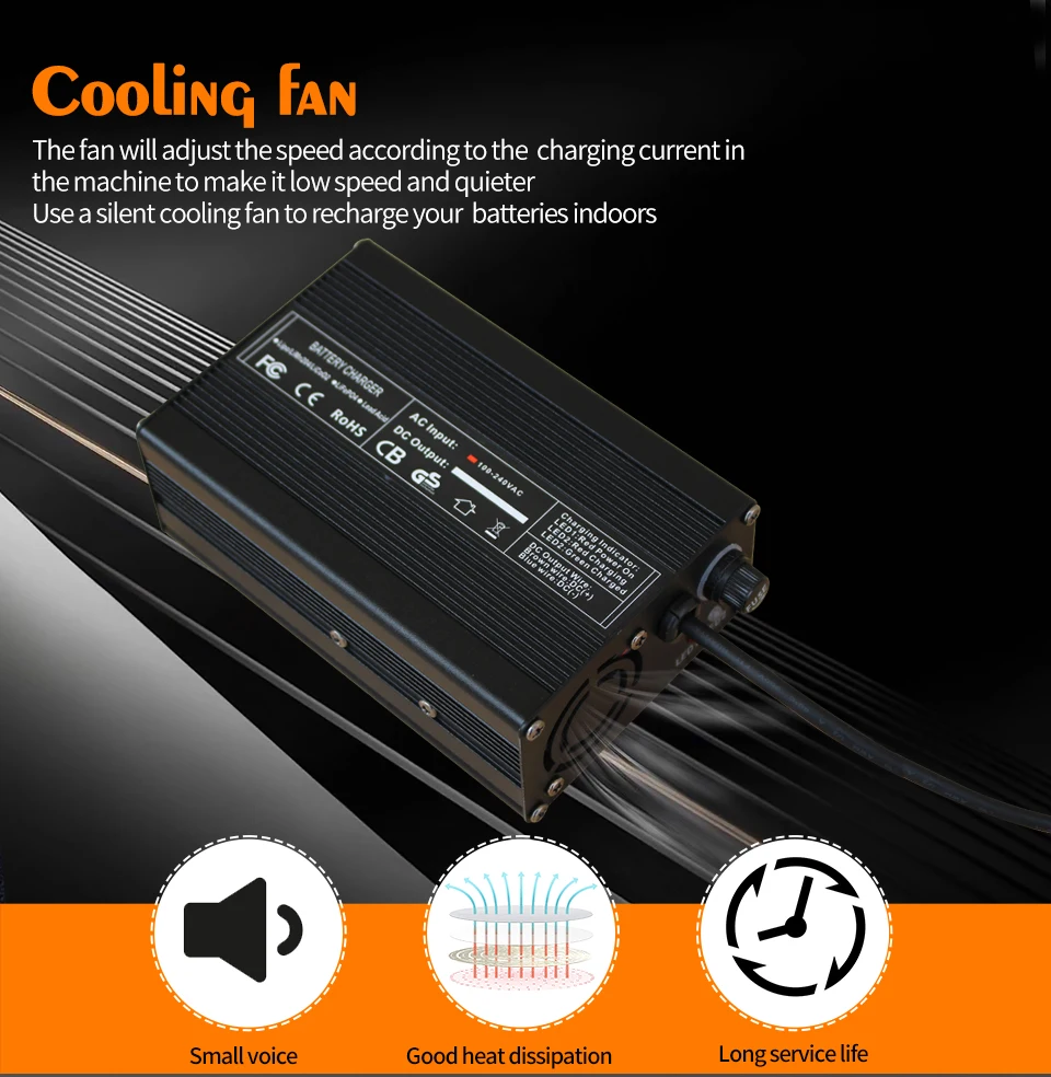 33.6V 15A Lithium Ion Battery Charger - For 8S 29.6V Li-ion Batteries With Auto Stop