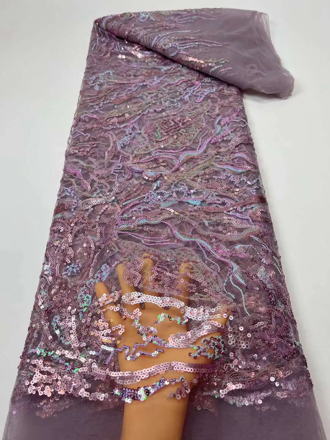 

Pretty Sparkle Sequins Embroidery French Tulle Net Sequin African Nigeria Fabirc Lace For Weddings Evening Dresses Party