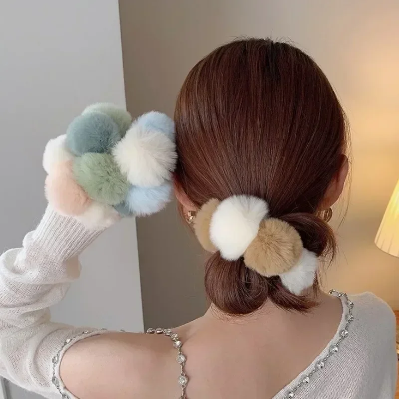 Accessori per capelli per donna Furry Elastiekjes Cheveux Femme Ligas Para Cabello Bands Bear Elastico Cabelo Elastico Elastique