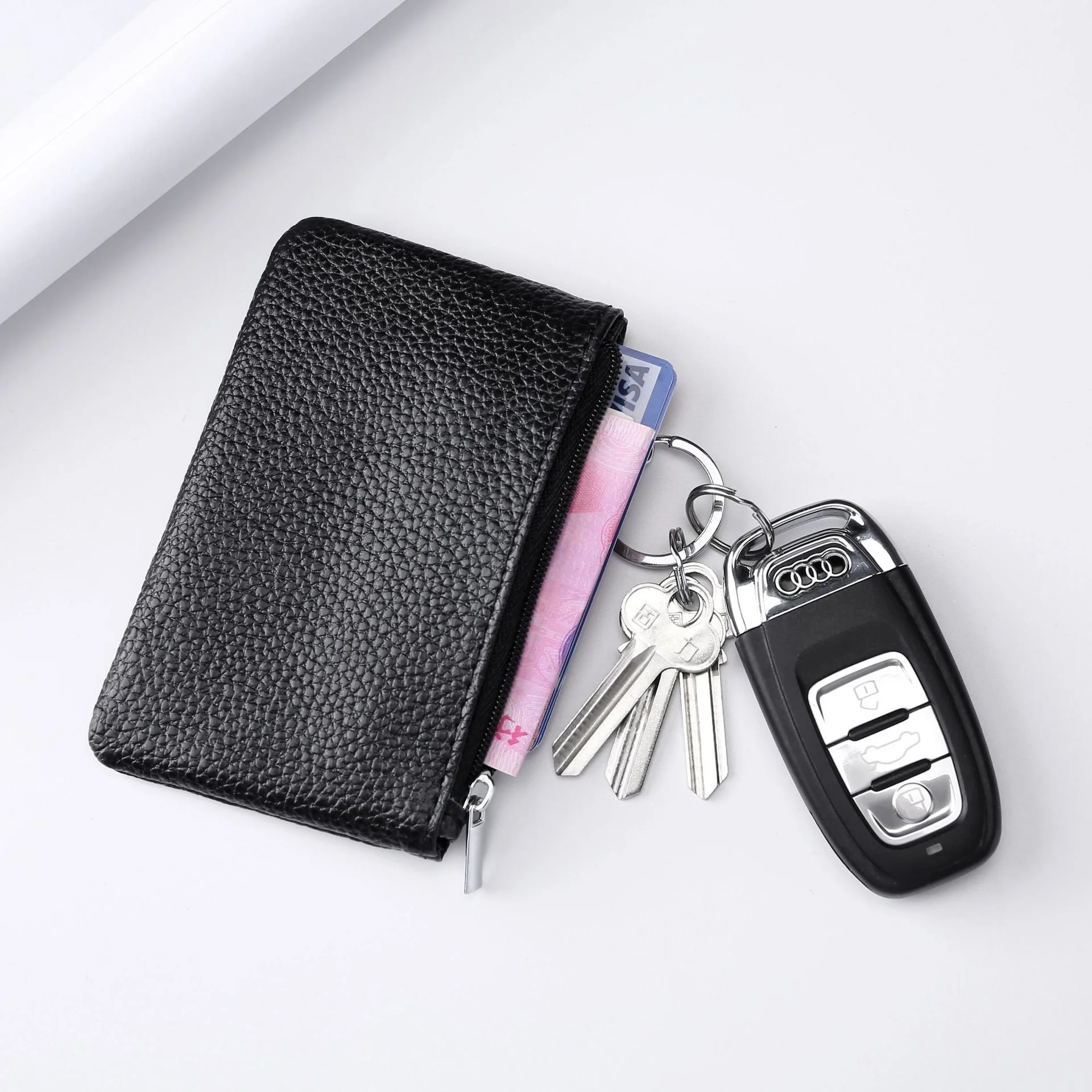 

Korean version multi-functional leather coin purse women's key bag mini card bag children's card wallet