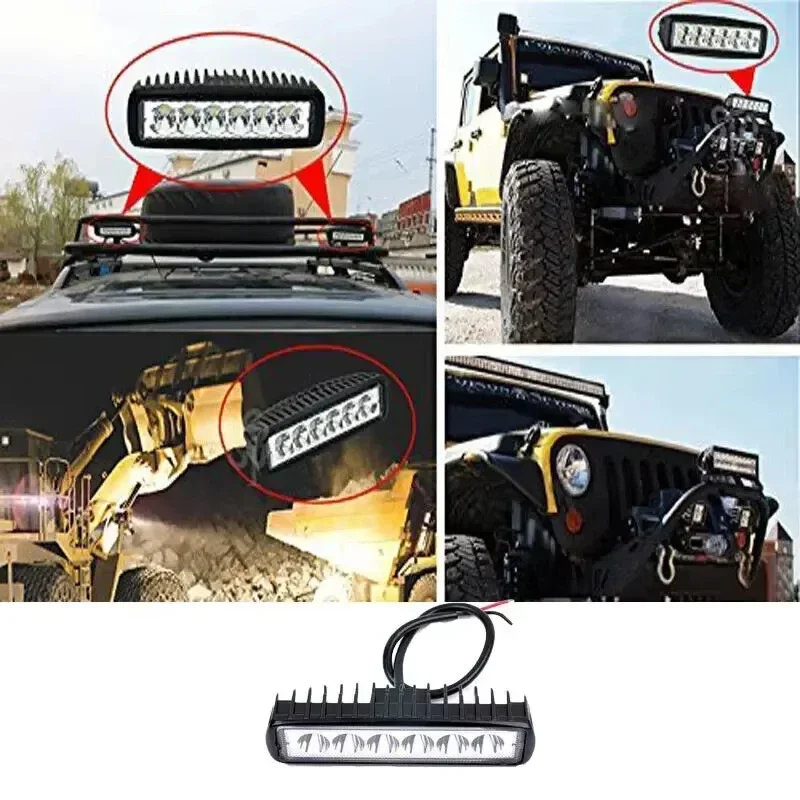 12V waterproof DRL high-beam headlights 6 LED 18W car work lights for SUVs trucks trailers off-road fog driving headlamp bulbs