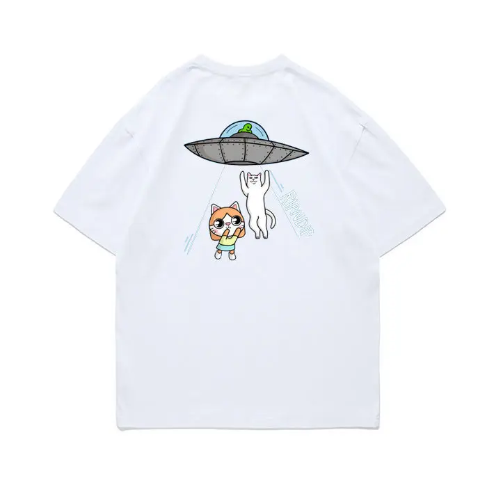 American Trendy Brand Rip Dip Cartoon Cat Returns To The Alien Planet Niche American Trendy Couple Short-sleeved T-shirt 5