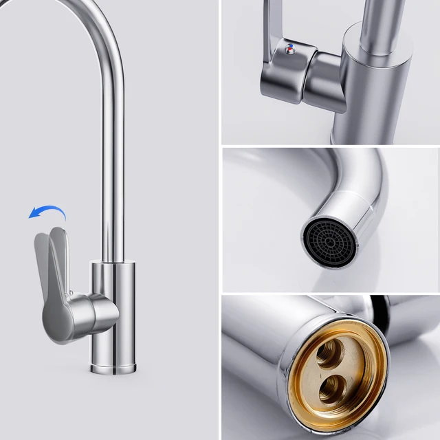 Rubinetto da cucina G3/8 Rubinetto da bagno misto caldo e freddo Rubinetto per lavabo girevole con maniglia singola Rubinetto per lavabo da piano 2