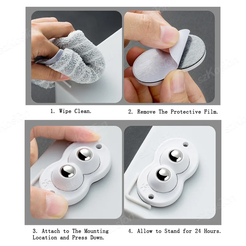 Self Adhesive Caster Wheels 16/8/4 Pcs Stainless Steel Nylon 360 Degree Rotation