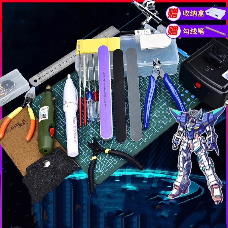 Military Hobby Model Tool Combo Electric Drill Grinding Polishing Tool Tweezers Pier Construction Knife Model Building Set