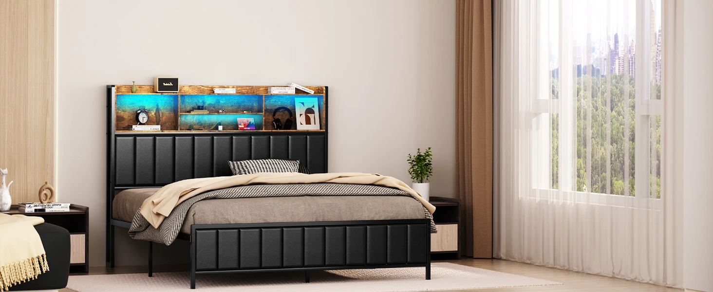  bed frame with light