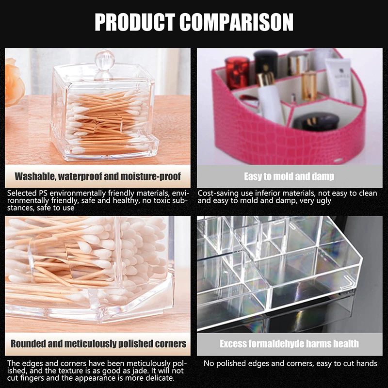Cotton Swab Storage Box Makeup Organizer Qtip Container Cosmetic Storage Organizer For Makeup Jewelry Box Bamboo Lid Jar cotton swab holder makeup organizer makeup storage box jewelry organizer jewelry box cosmetic storage box storage box