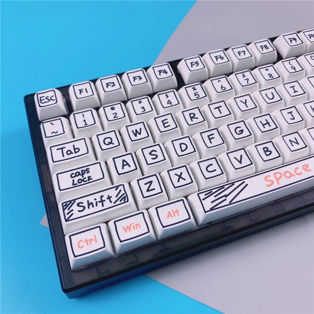Chaves Personalidade Graffiti Keycap Xda Perfil Pbt Tintura Sub Keycaps para Teclado Mecânico Personalizado Bonito Conjunto de Tampões de Chave 126 - Imagem 3