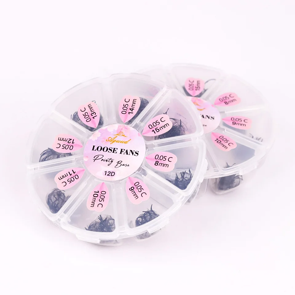 AGUUD volume 3D 5D 6D 10D loose premade fans sharp pointy stem lash bulk cluster promade loose fan pointy base eyelash extension