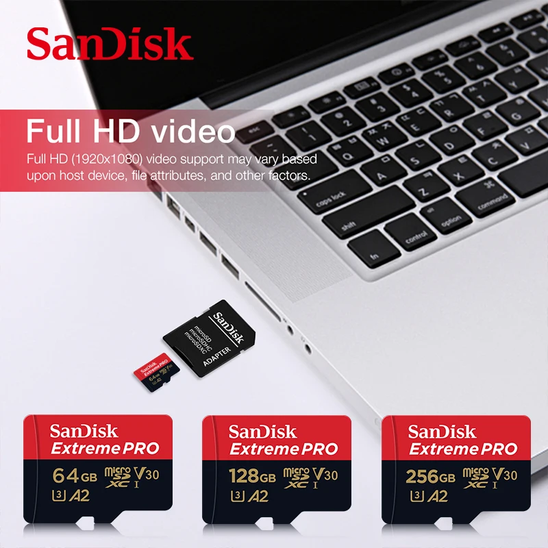 Sandisk 마이크로 SD 카드 메모리 카드, 64GB, MicroSDHC, 128GB, MicroSDXC, MicroSD 클래스 10 A2 U3 V30 TF 플래시 카드