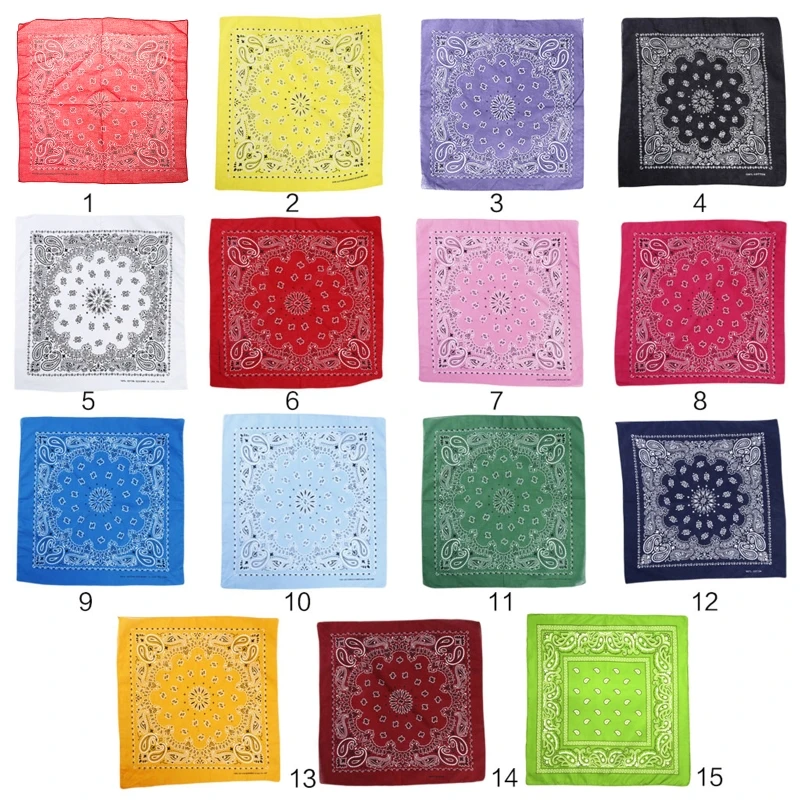 Cotton Bandana Boho Paisley Floral Hair Band Wrap Square Scarf Mask Wristband