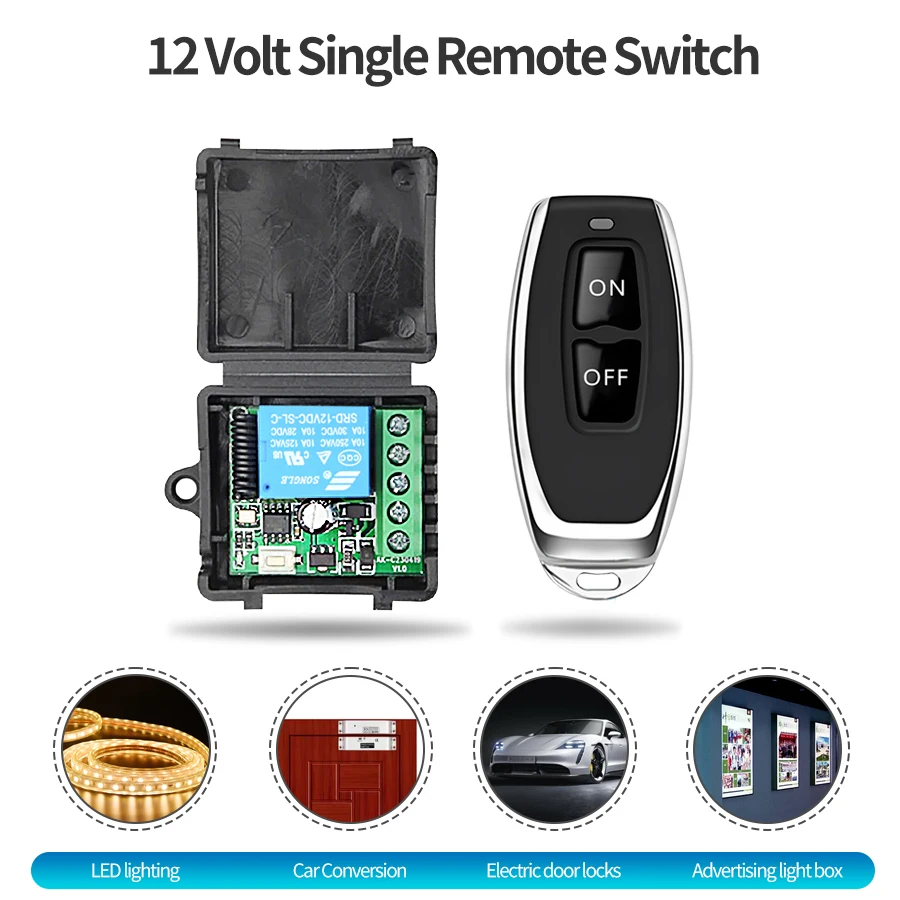 DC 12V 1CH 433Mhz 무선 원격 제어 스위치 RF 10A 릴레이 수신기 및 도어 전자기 잠금 장치용 2CH 송신기