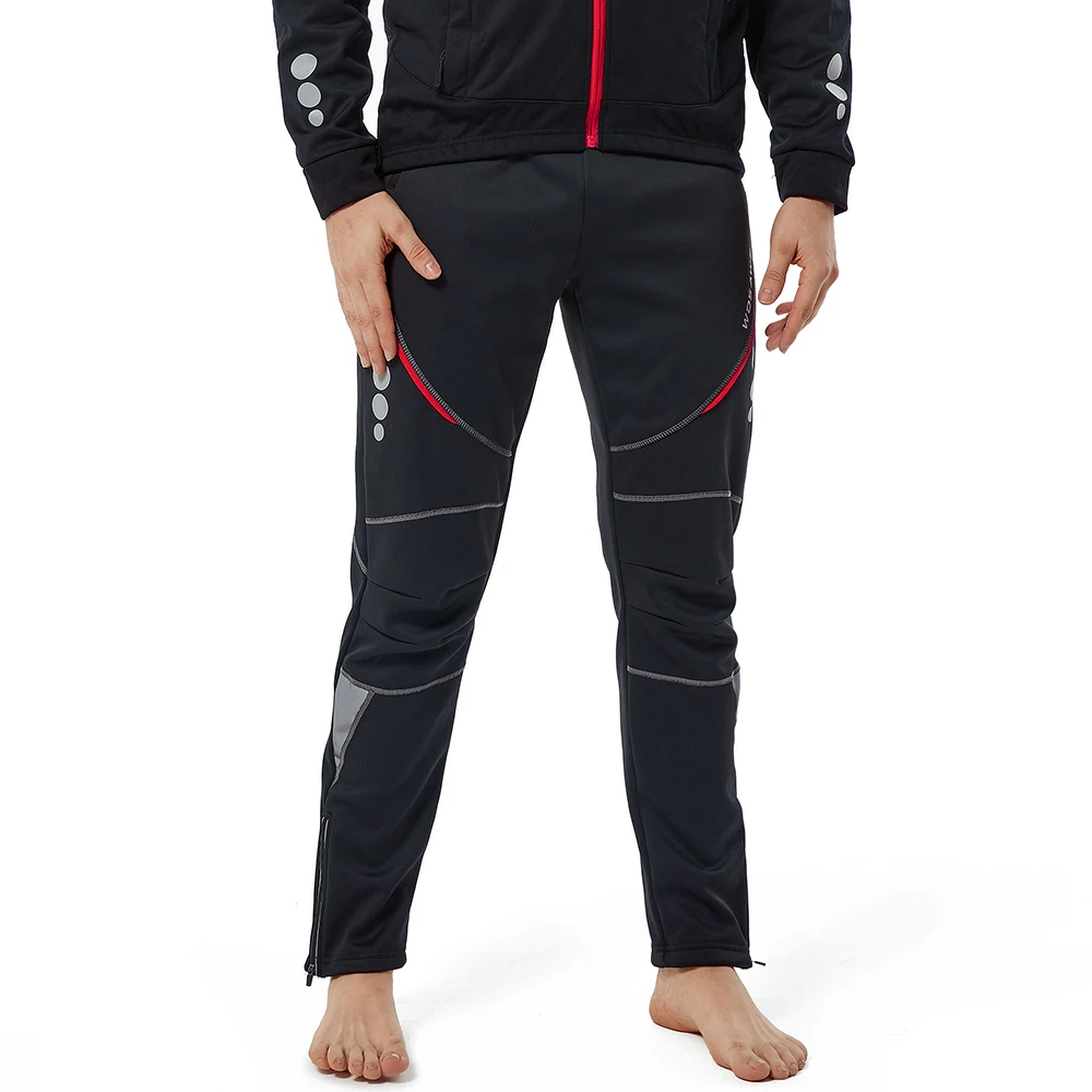 WOSAWE Winter Men's Cycling Pants Thermal Fleece Windproof Reflective Tights Long