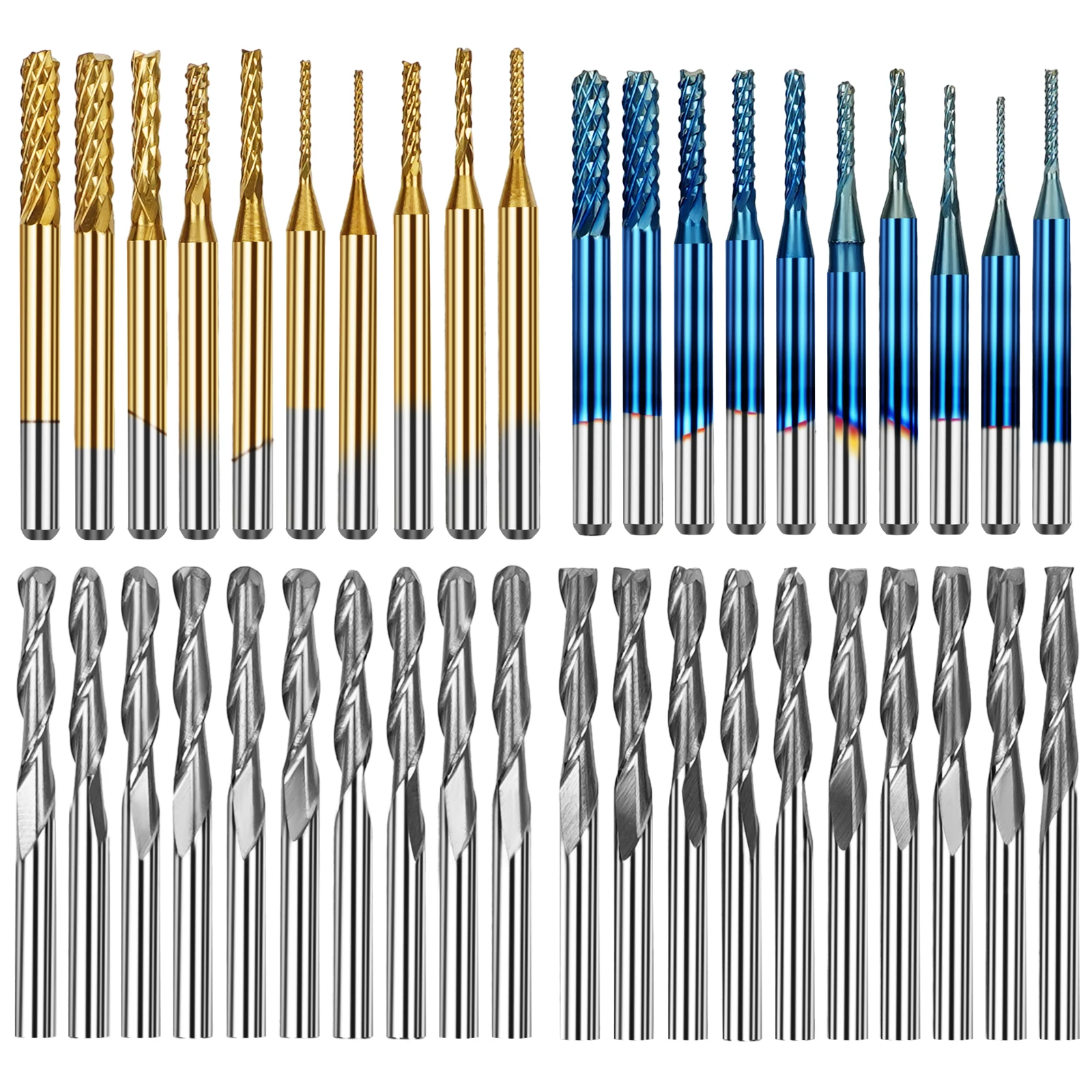 40pcs Twotrees Four Milling Cutter Combination Set End Mills CNC Router Bits for Laser Engraver
