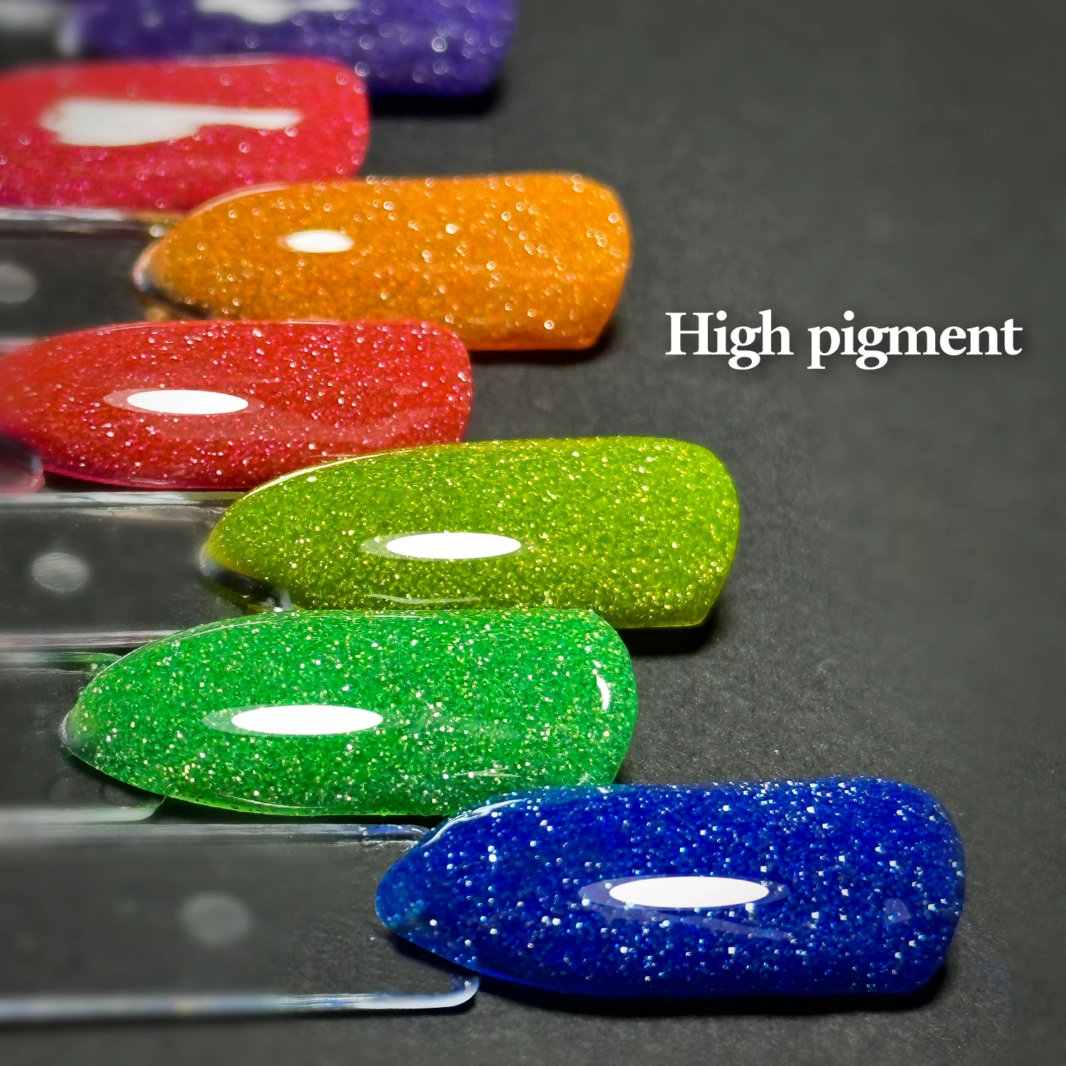 FZANEST Neon Glitter Gel Polish Glitter Pink Green Blue Gel Polish Orange Reflective Gel Nail Polish 2