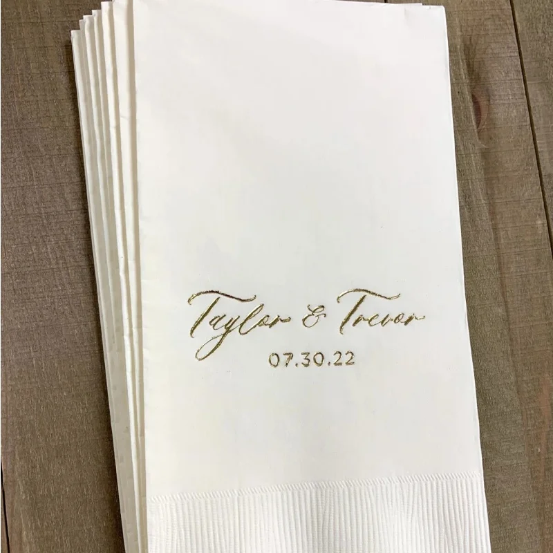 

50pcs Personalized Guest Towels Dinner Napkins Wedding Hostess Gift Monogram Monogrammed Custom Printed Paper Hand Towels