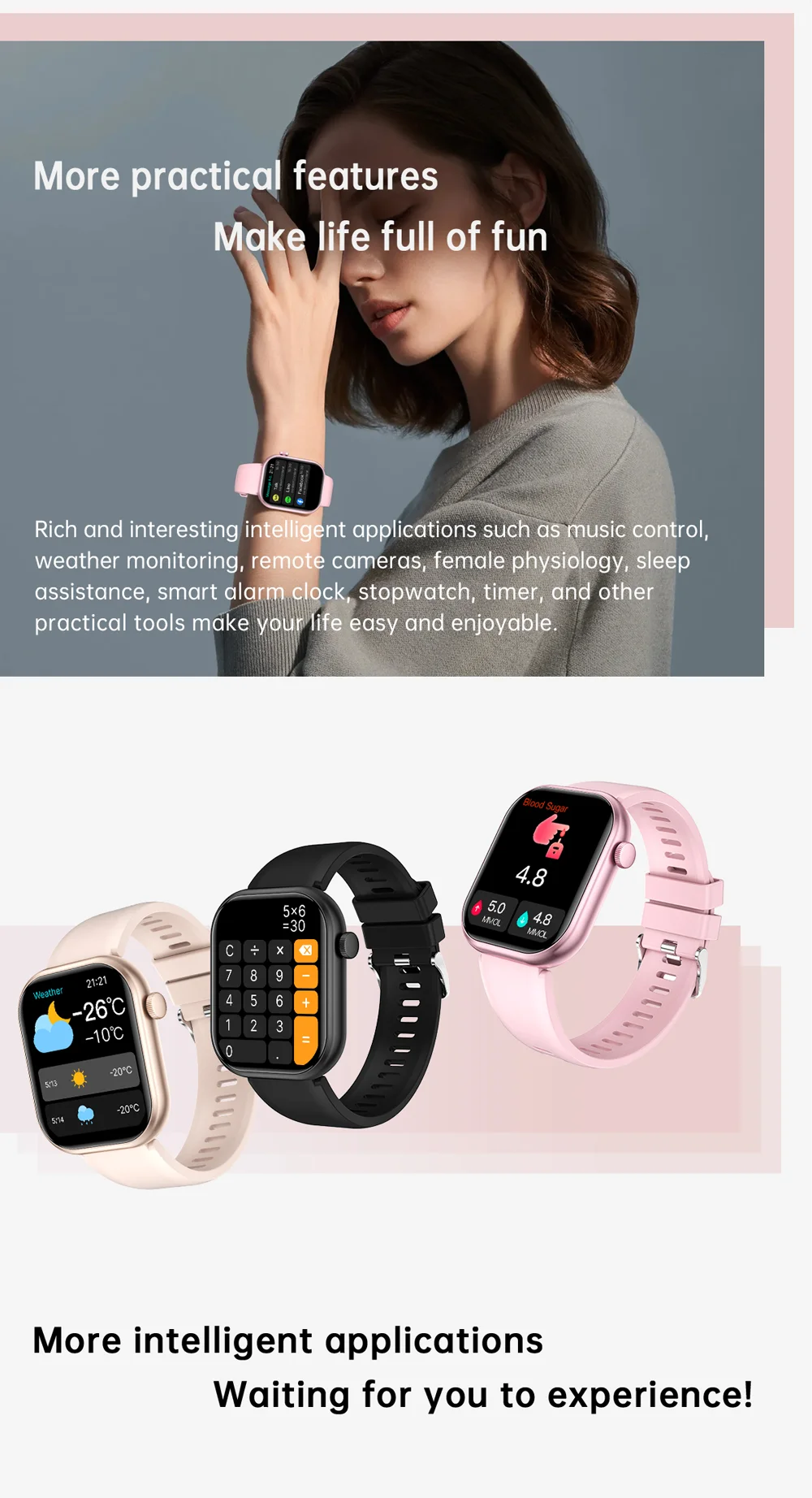 Sa75a0142facf493bbc4b84dbeee8f4a4F Smart Watch Women Bluetooth Call Blood Pressure Clock Body Temperature Sport Bracelet Waterproof Smartwatch Men For Android IOS