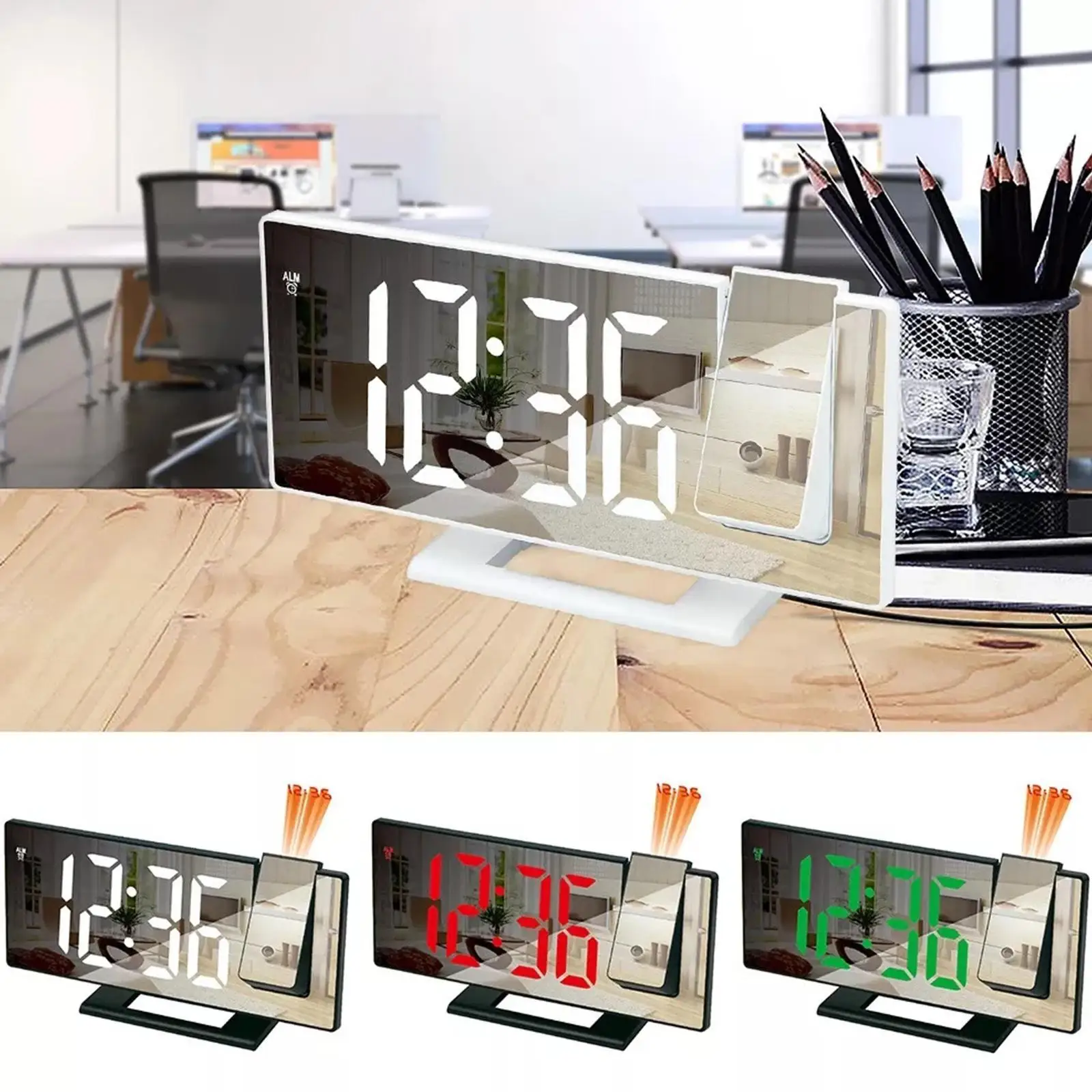 Reloj despertador Digital LED, reloj de techo con proyección, pantalla