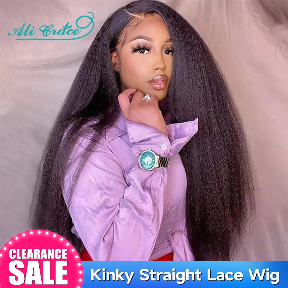 

Kinky Straight Lace Front Wigs 13x4 Lace Frontal Human Hair Wig With Baby Hair Peruvian Pre-plucked 4x4 Kinky Straight Hair Wigs