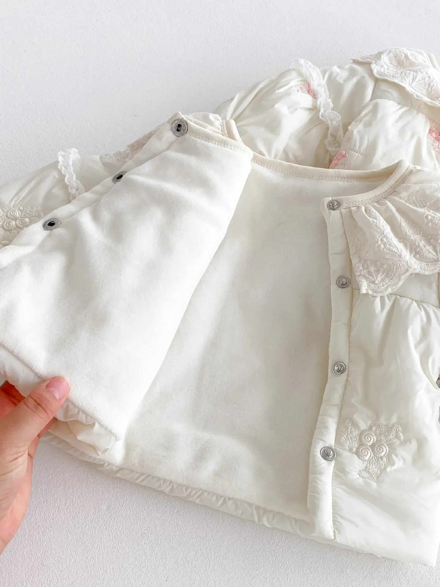 4982 Korean Girl Cotton-padded Jacket Coat Winter New Plus Velvet Children Warm Embroidery Princess Girl's Coat Outfits