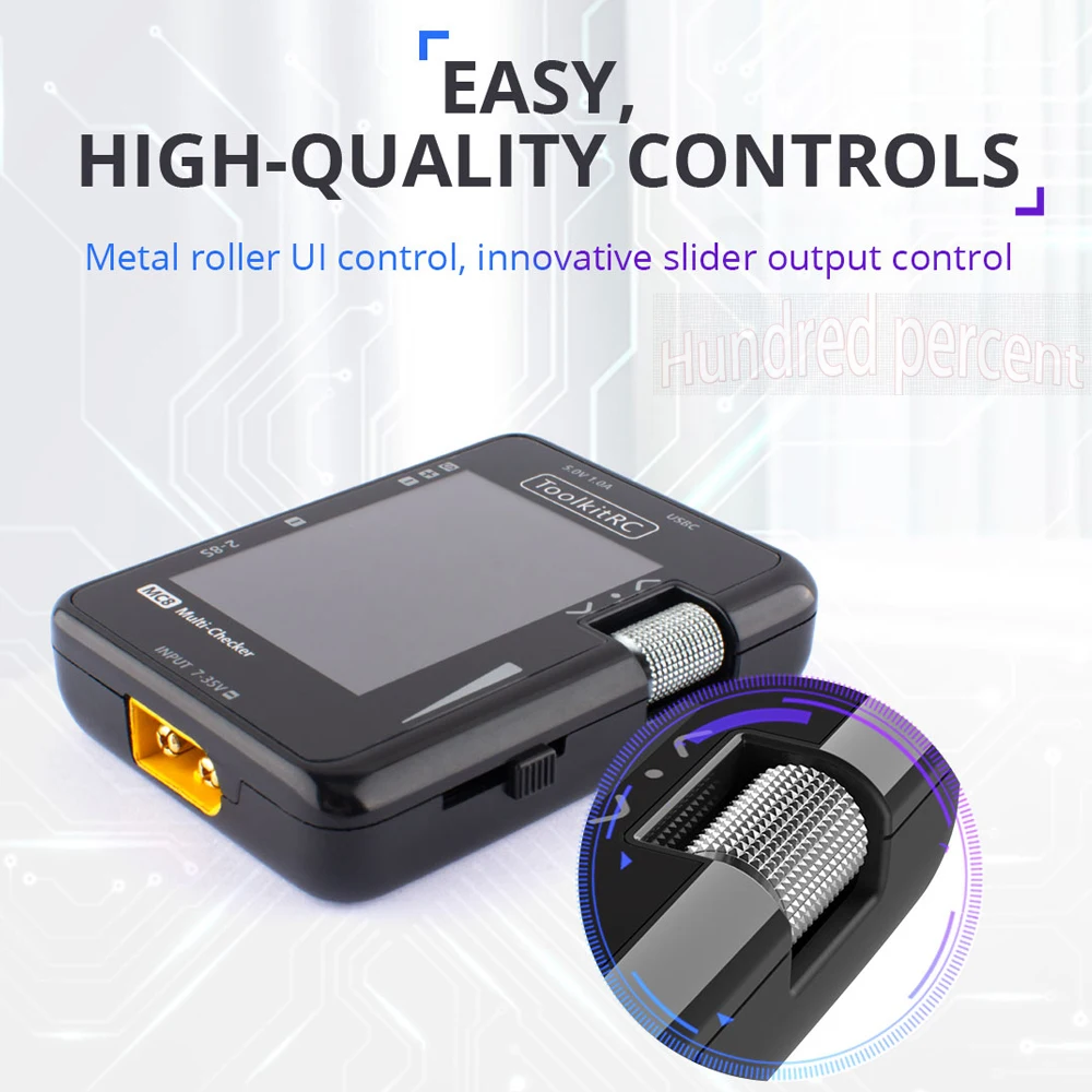 ToolkitRC MC8 SC100 Mini Size Cell checker 32 Bit Battery Multi-Checker PWM Output PPM SBUS Readout With USB-C Fast Charging 6