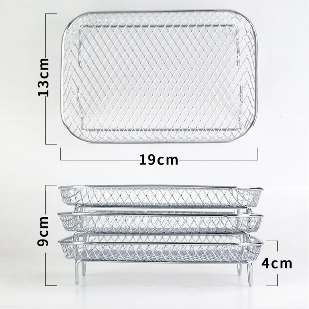 Roasting Rack 3-layers Stackable Grid Air Fryer Holder Stainless Steel Anti-corrosion Family Baking Outdoor Camping Barbecue