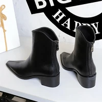 BIGTREE Street Style Designer Vintage Pointed Toe Zipper Women Ankle Boots Autumn Winter Fashion Square Heel Shoes Botas Mujer - Image 4