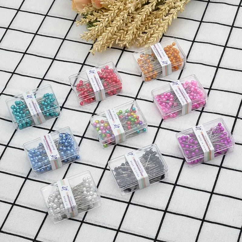 37mm Colorful Round Pearl Head Needles 100 PCS/Lot Stitch Straight Push Sewing Pins Dressmaking DIY Sewing Accessories Tools embroidery needles