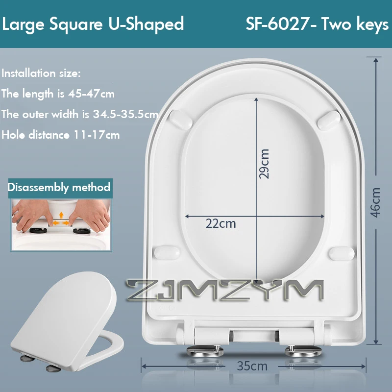 Toilet Seat Cover Household Universal Toilet Lid U/V Shaped Thickening Slow Drop Seat Cover Accessories