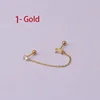 Boucles d'oreilles tendance en acier inoxydable pour femmes, 1 pièce, chaîne à Double perçage, fleur coréenne, Zircon, clous de perçage, bijoux à la mode