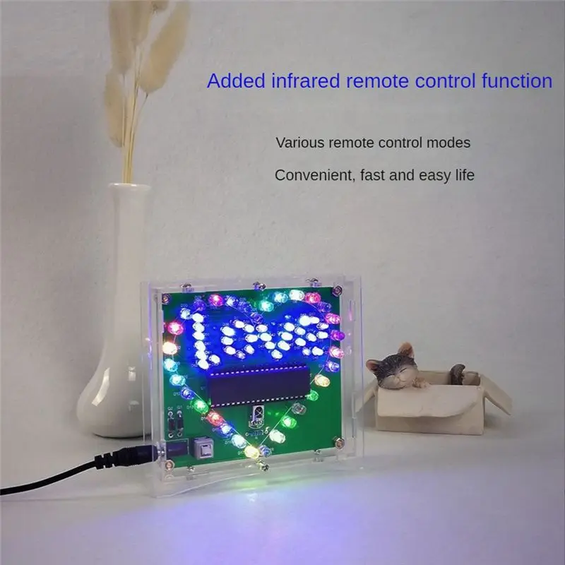 A93Z DIY 전자 키트 다채로운 LED 플래시 러브 하트 DIY 원격 제어 납땜 프로젝트 키트 발렌타인 선물