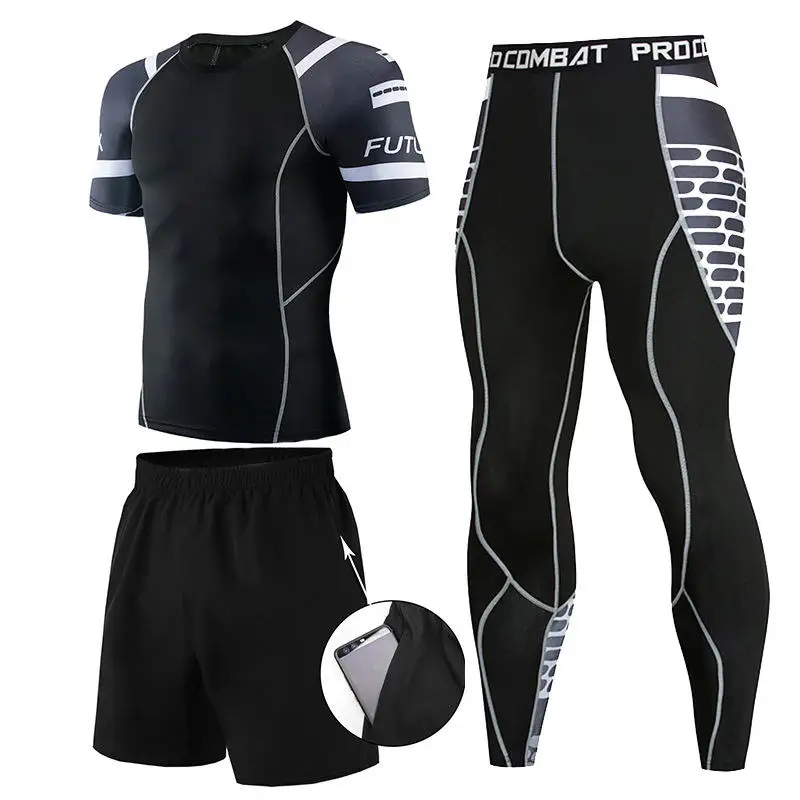 Men's Muay Thai Men MMA Kickboxing Sport Suit BJJ Rashguard T Shirts Rash Guard Fitness Tracksuit Boxing Jersey Running Set 61