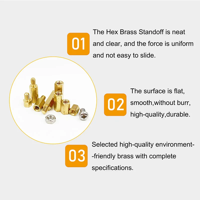 Male Female Hex Brass Standoff Spacer Kit M2M2.5 M3 M4 Brass Round Standoff with 304 Screw and Hex Nut pcb motherboard standoff