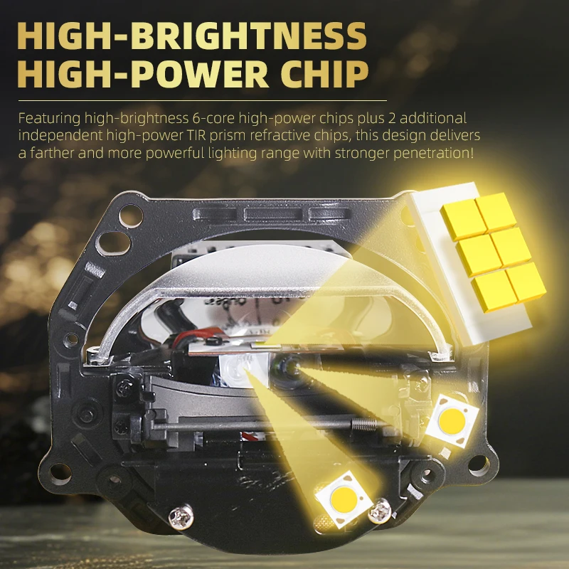 2026 SANVI 140w 3인치 K5 바이 LED 프로젝터 렌즈 6000K (헤라 3R G5 프로젝터 헤드라이트 개조용) 자동차 LED 라이트 자동차 액세서리