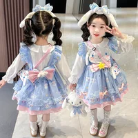 Anime My Melody Girls Lolita Dress Vintage Lace Party Dress for Kids Ruffled Tutu Skirt Princess Costume Outfit for Birthday