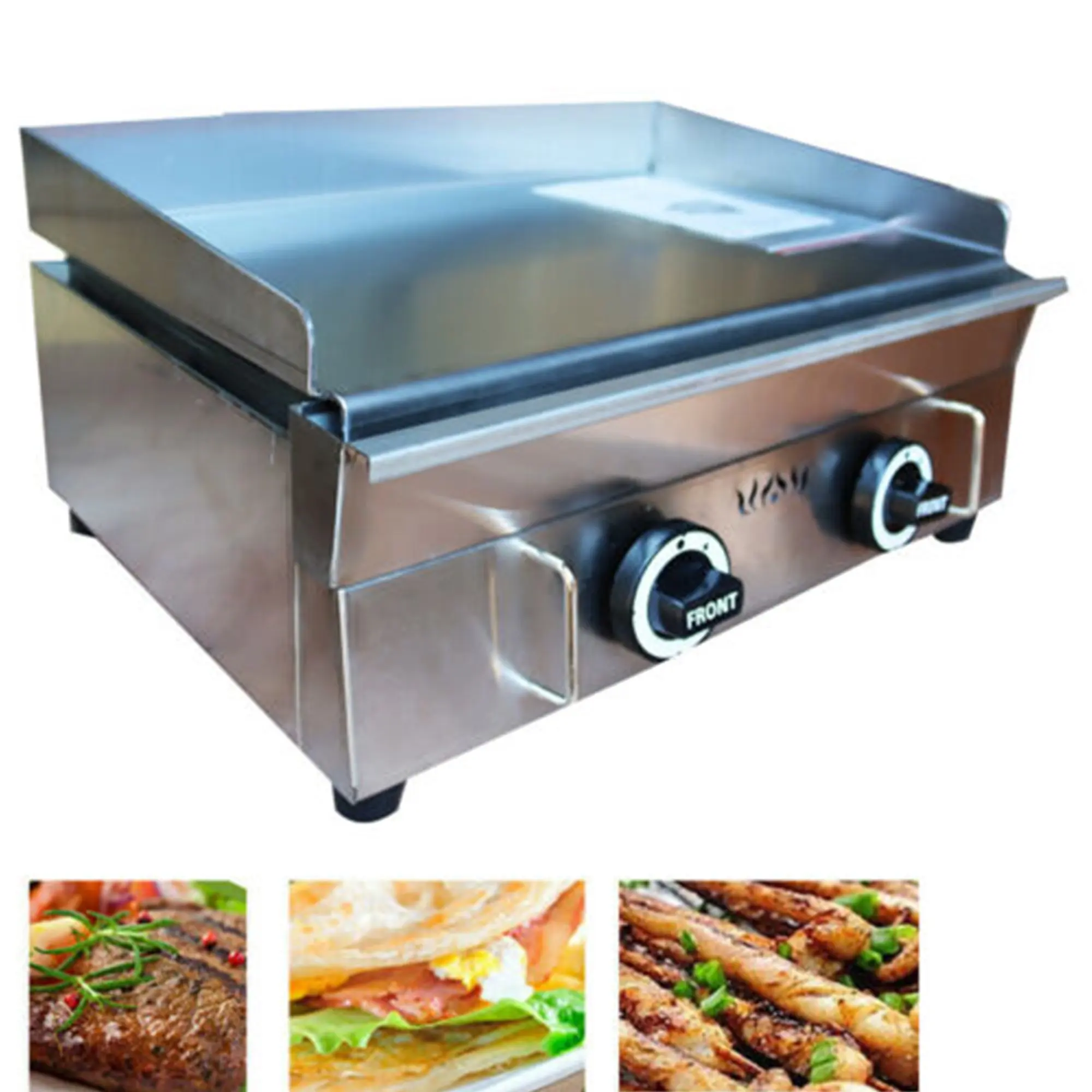 Gas Grill Stainless Steel Countertop Flat Griddle Hot Plate BBQ