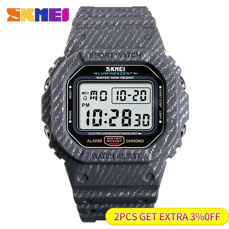Skmei 5Bar Waterproof Alarm Clock Cowboy Military Fashion Watches Relogio Masculino Outdoor Sport Watch Men Digital Watch 1471 2