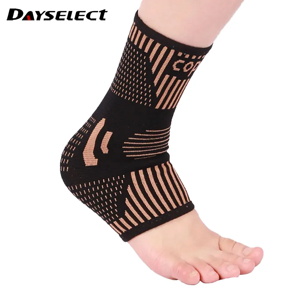Ankle Support Brace 1Pcs Copper Ankle Brace Infused Compression Sleeve Support Ankle Achilles Tendon Pain Relief Plantar Fasciitis Sprained Unisex