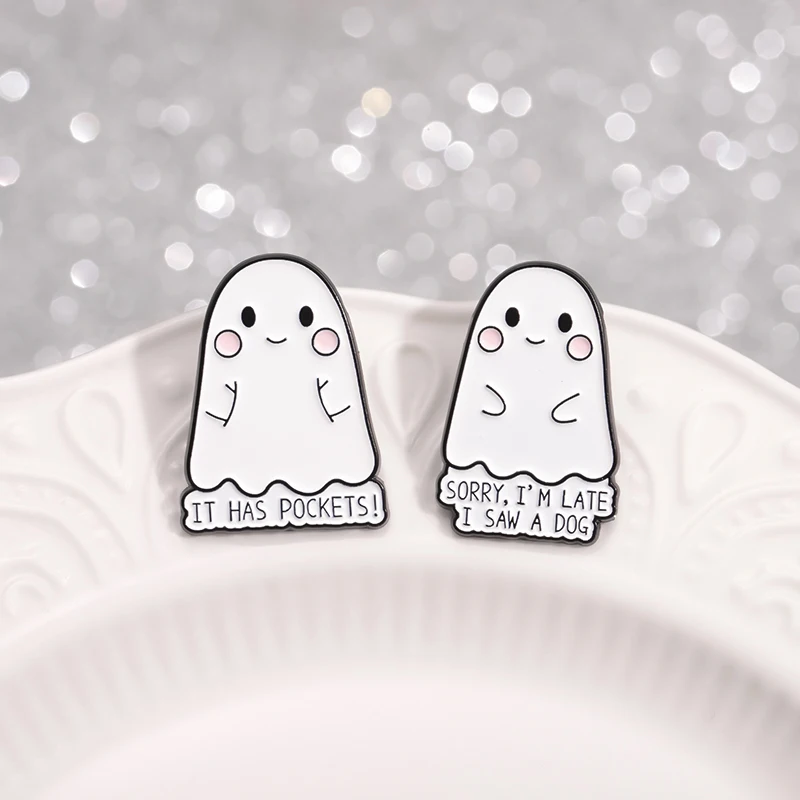 Ghost Skull Club Emaille Pin Gruselige dunkle Katze Saw Ghost Grave Metallabzeichen Punk Revers Brosche Schmuck Happy Halloween Geschenk für Freund – Detail 8