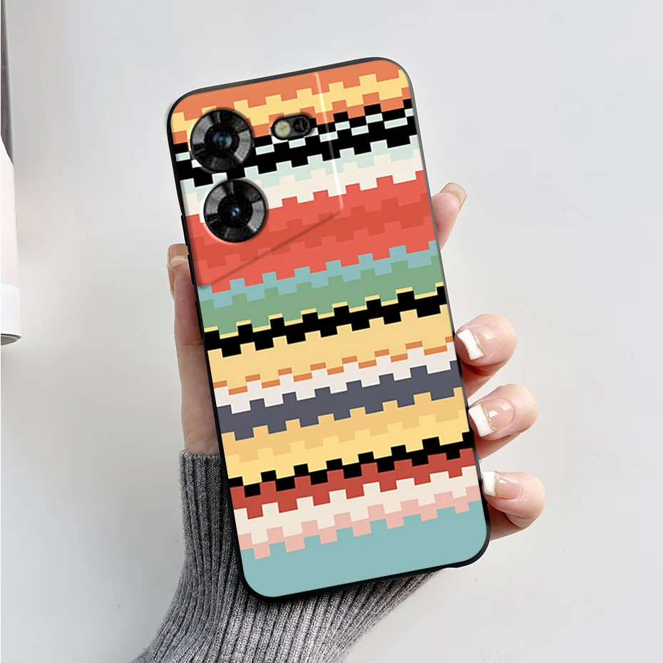 Stylish Black Silicone Phone Case with Pattern - Slim and Soft  Cover