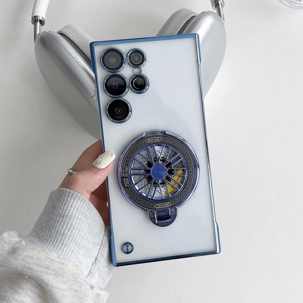 Ultra Thin Frameless Magnetic Stand Phone Case with Luxury Plating and Clear Protective Cover