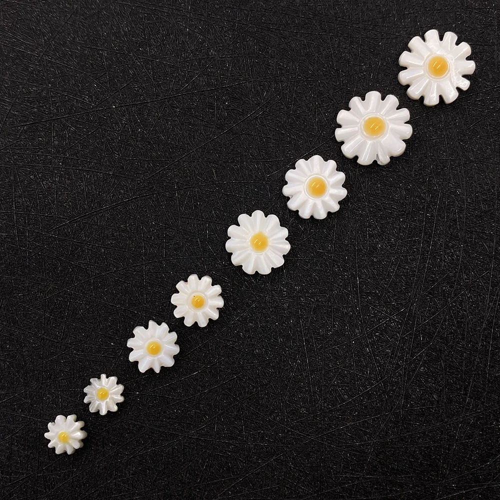 여성용 천연 진주 껍질 비즈, 귀여운 작은 데이지 모양, 창의적인 루즈 비즈 쥬얼리, DIY 매력 팔찌 선물, 6-12mm, 10 팩