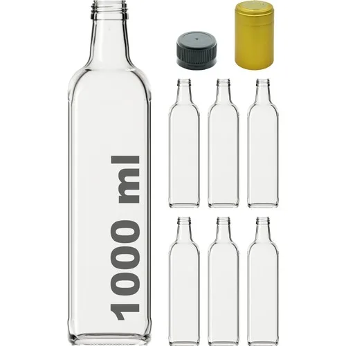 

Afracam Maraska Transparent 1000 ml Locked Lid and Hooded Empty Glass Bottle 6 Pcs