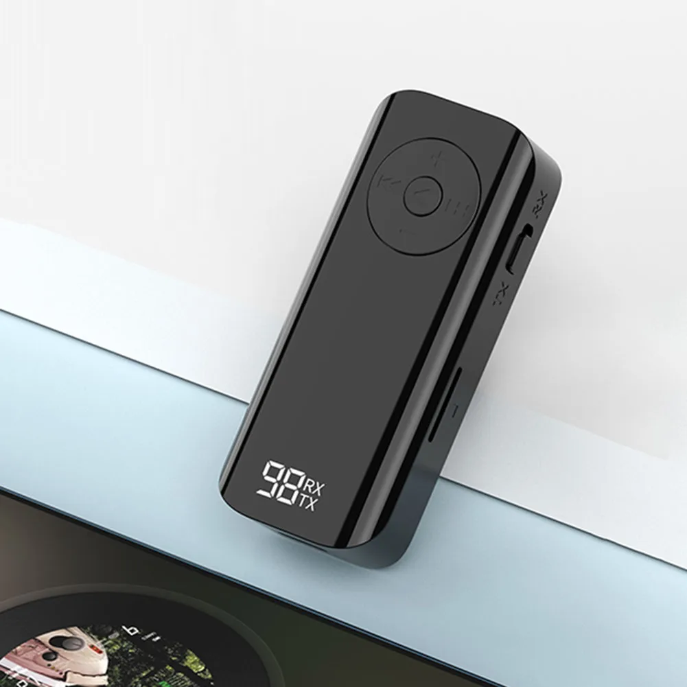 Bluetooth-compatible 5.3 Jack Audio Receiver Wireless 3.5mm AUX Adapter with LED Battery Display for Car Headphone Speaker Music